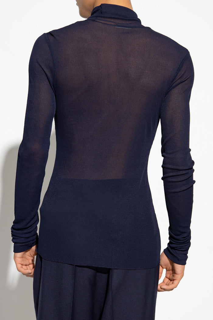AMI Men’s Ribbed Turtleneck Sweater Navy HTS301 JE0022 430 STK