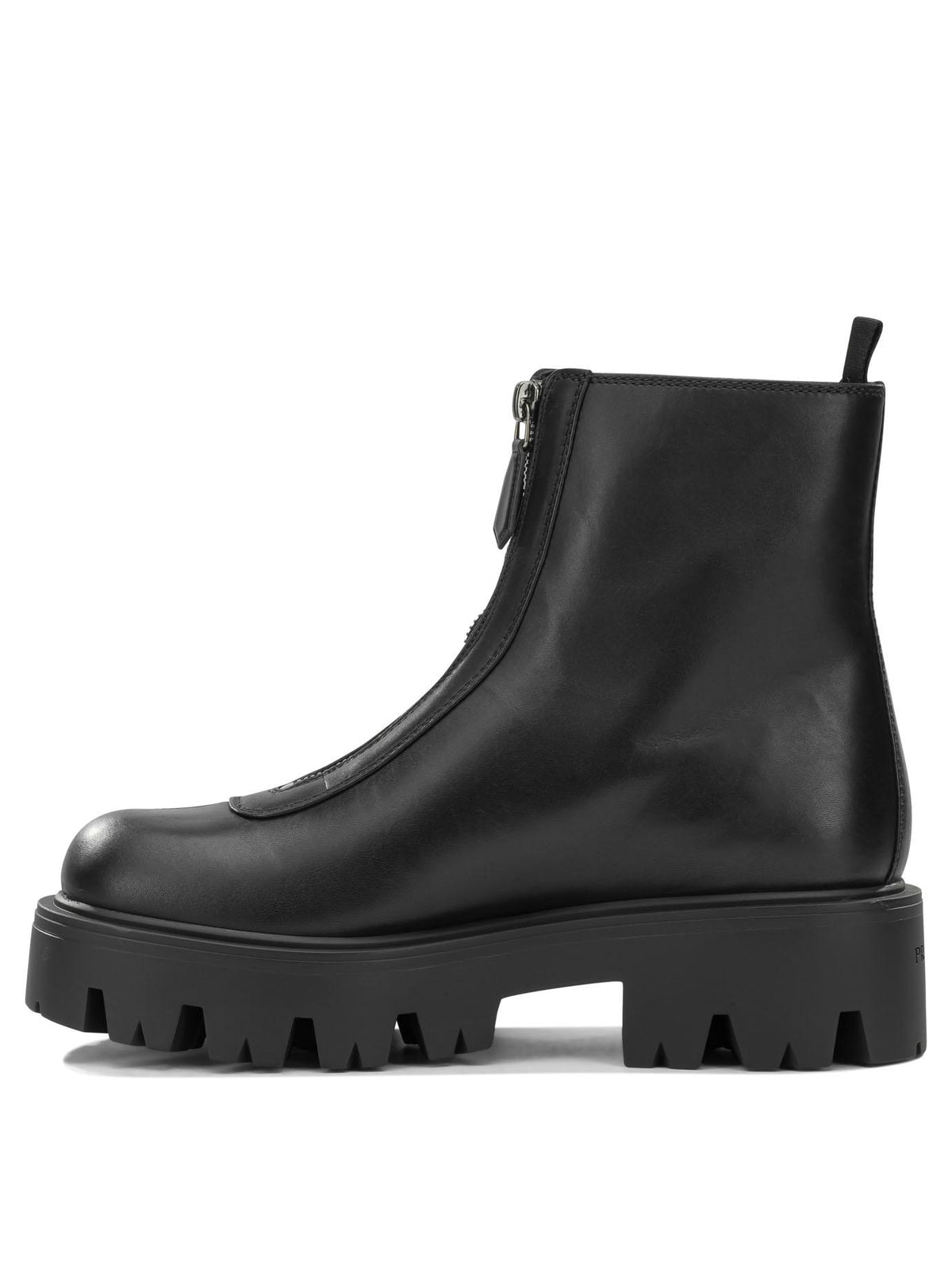 PRADA Black Leather Ankle Boots