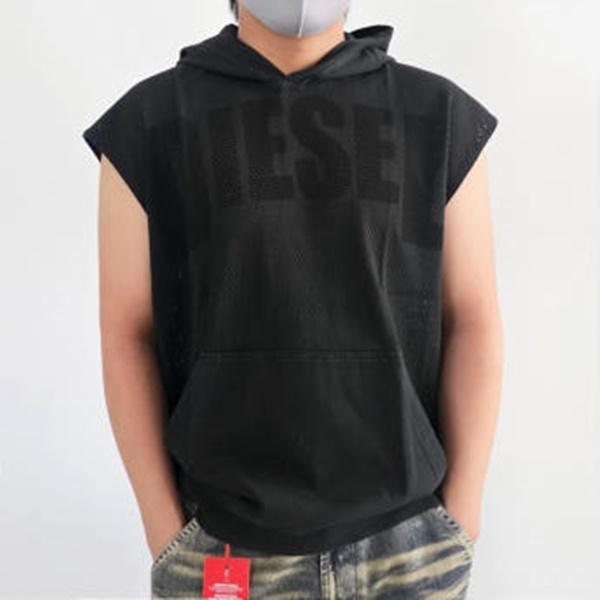 DIESEL Black Sleeveless Hoodie Loose Fit Men's Top A166410GHBF
