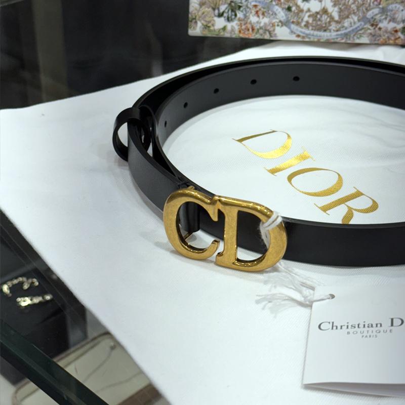 DIOR Black Ultra Smooth Calfskin Leather 20mm Saddle Belt