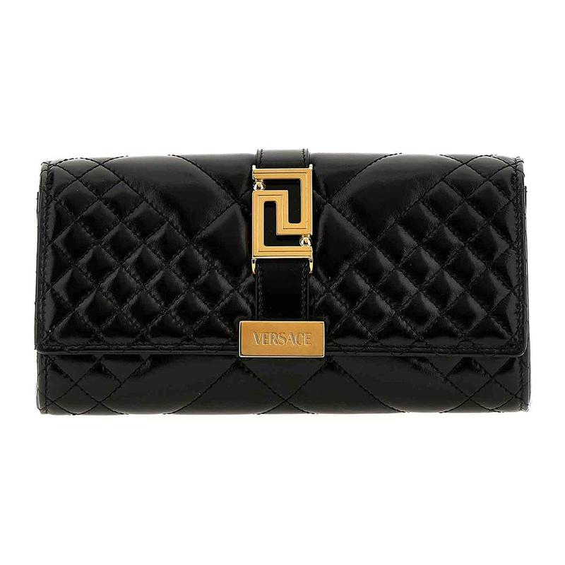 Versace Greca Goddess Leather Clutch Shoulder Bag