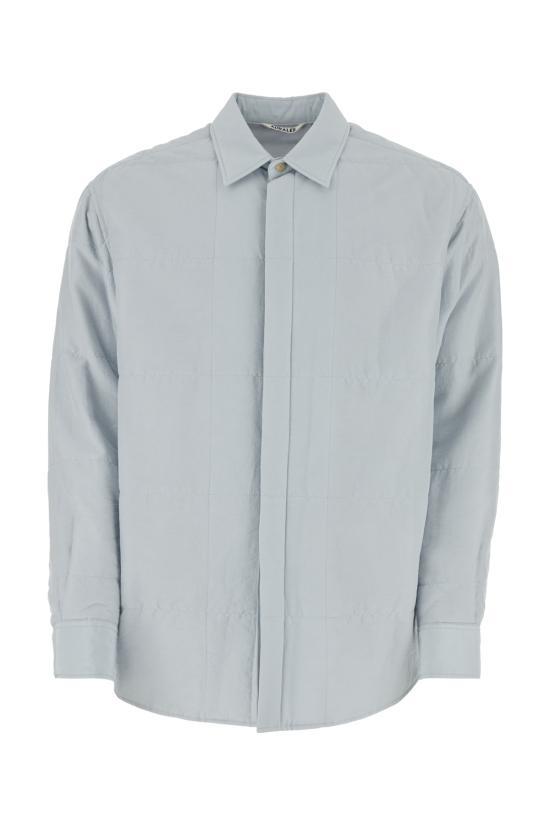 AURALEE Quilted Lightweight Silk Cotton Long Sleeve Shirt Lig A23AS01SPLIGHTBLUE