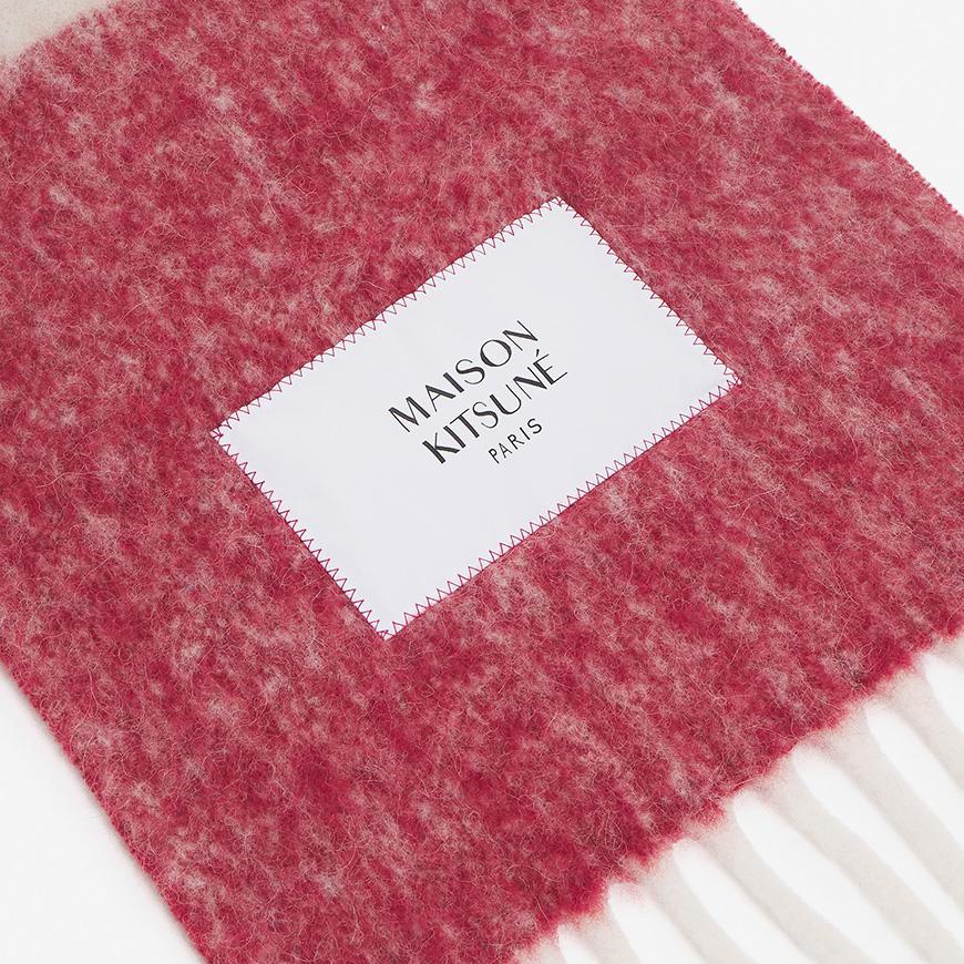 Maison Kitsune Unisex Striped Scarf Muffler Gray Wool PM06203 WA0022