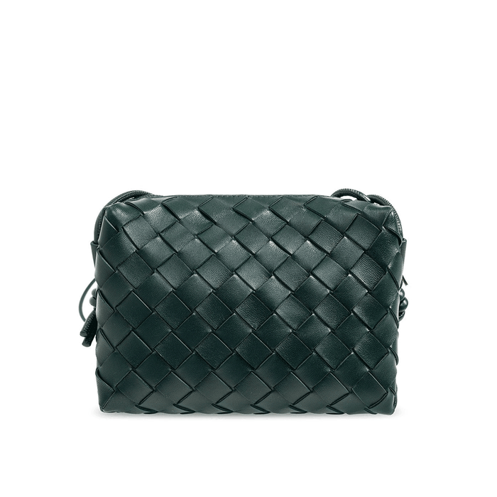 Bottega Veneta Intrecciato Mini Loop Camera Bag Green Leather Crossbody