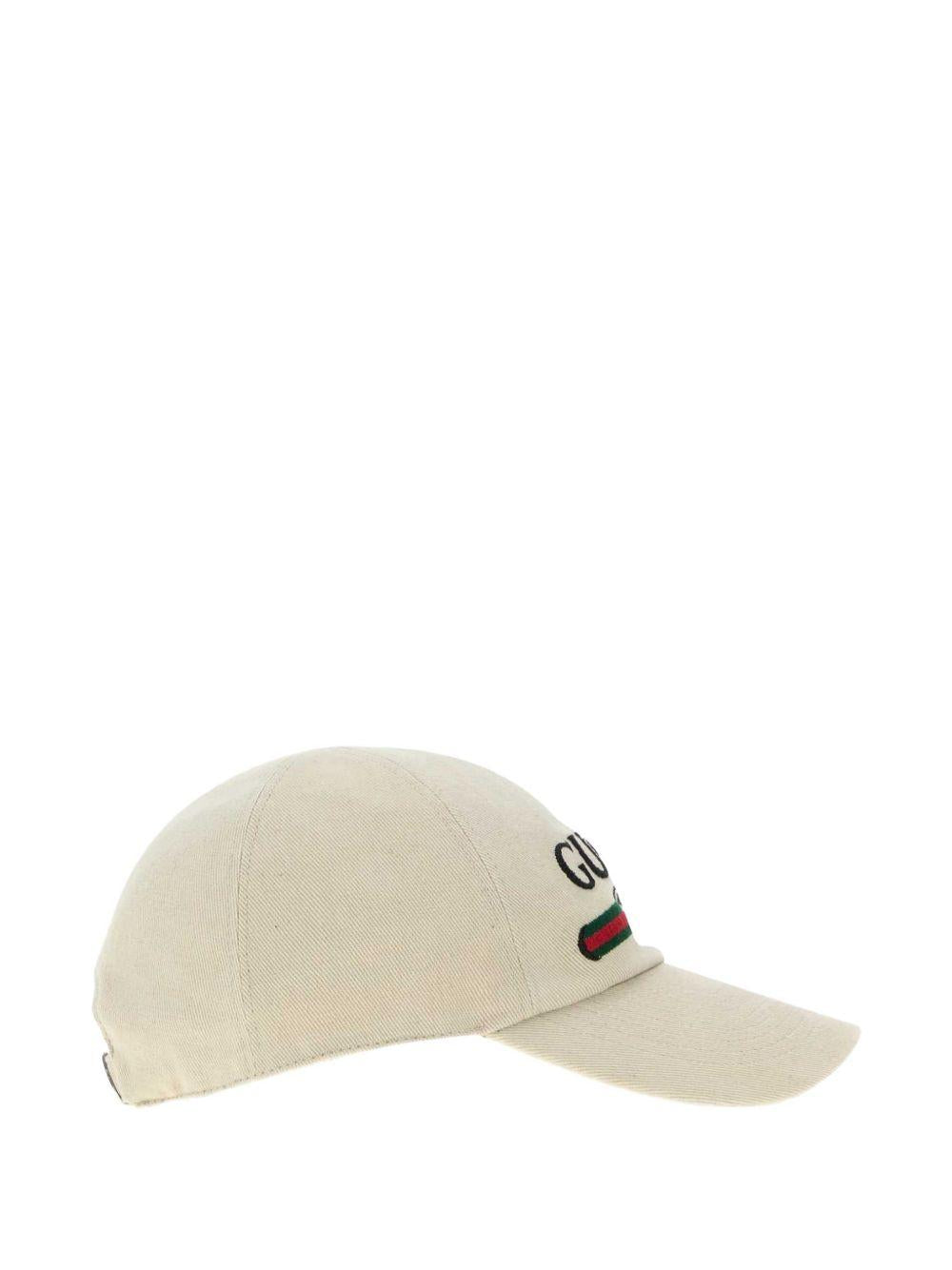 GUCCI Beige Canvas Logo Baseball Cap