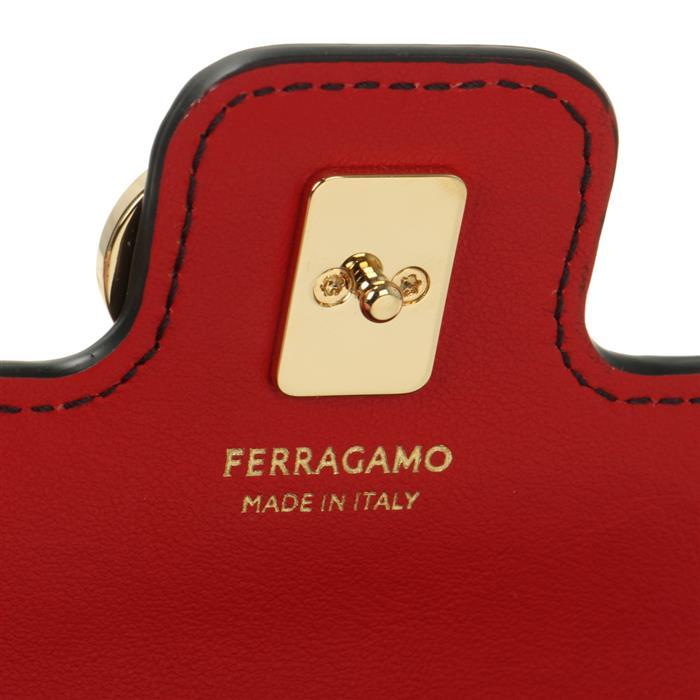 Ferragamo Gancini Keyring Card Holder Wallet Navy Leather
