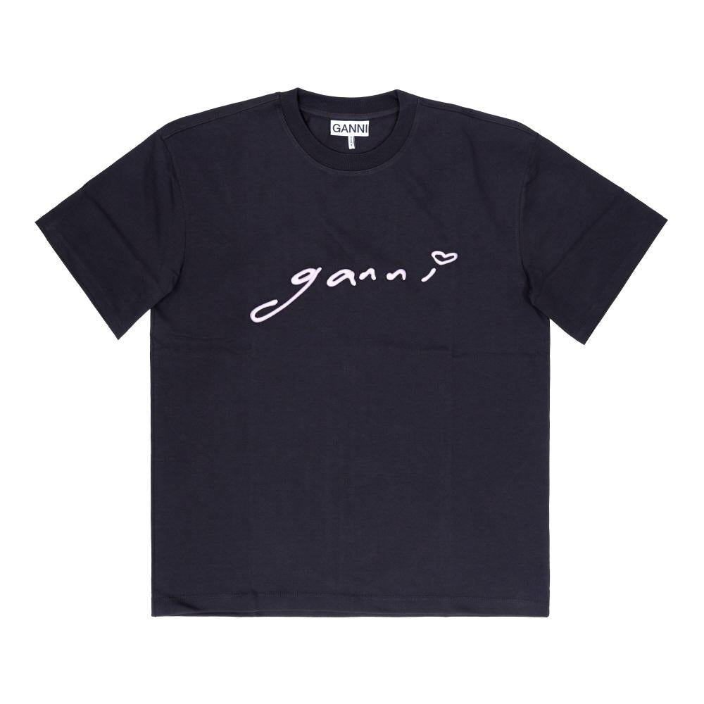 GANNI Script Logo Short Sleeve T-Shirt Women’s White Cotton