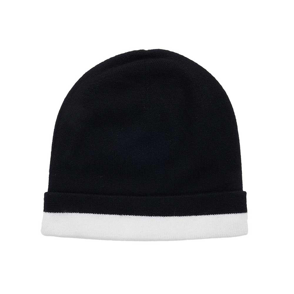 BURBERRY Logo Intarsia Cashmere Beanie Black White