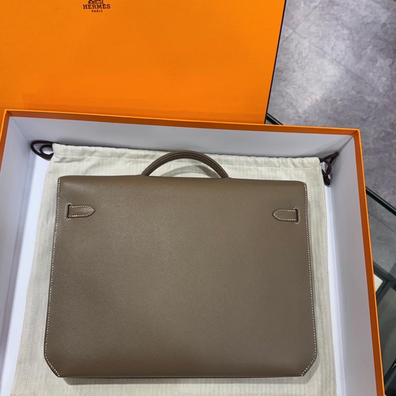 HERMES Kelly Depeches 36 Tote Bag Etoupe Unisex Leather
