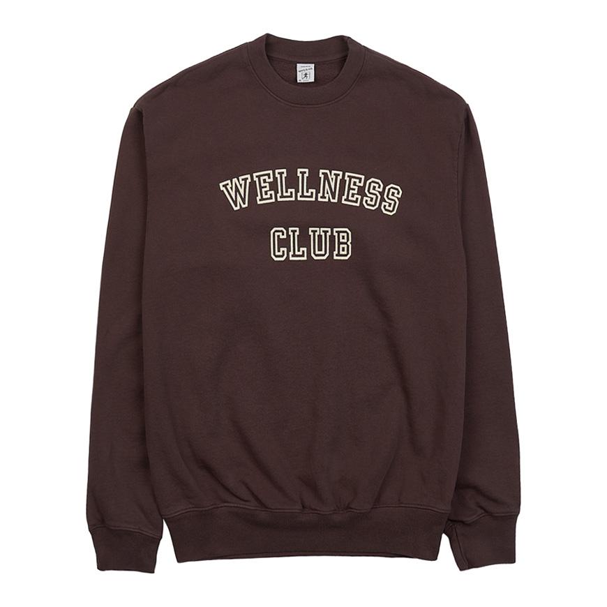 SPORTY&RICH Women's Wellness Club WELLNESS CLUB FLOCKED CREWNECK CHOCOLATE CREAM
