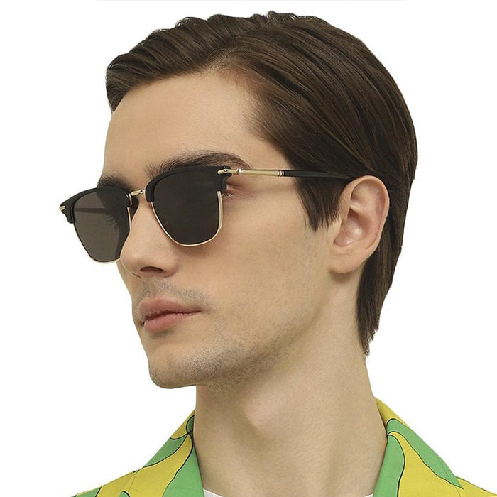 Montblanc Black Half-Rim Unisex Sunglasses