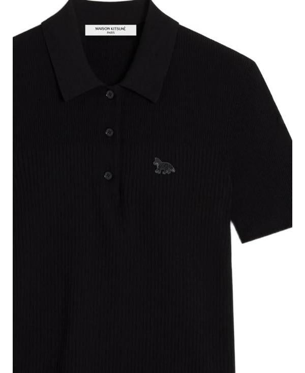 Maison Kitsune Baby Fox Pleats Rib Polo Tee White