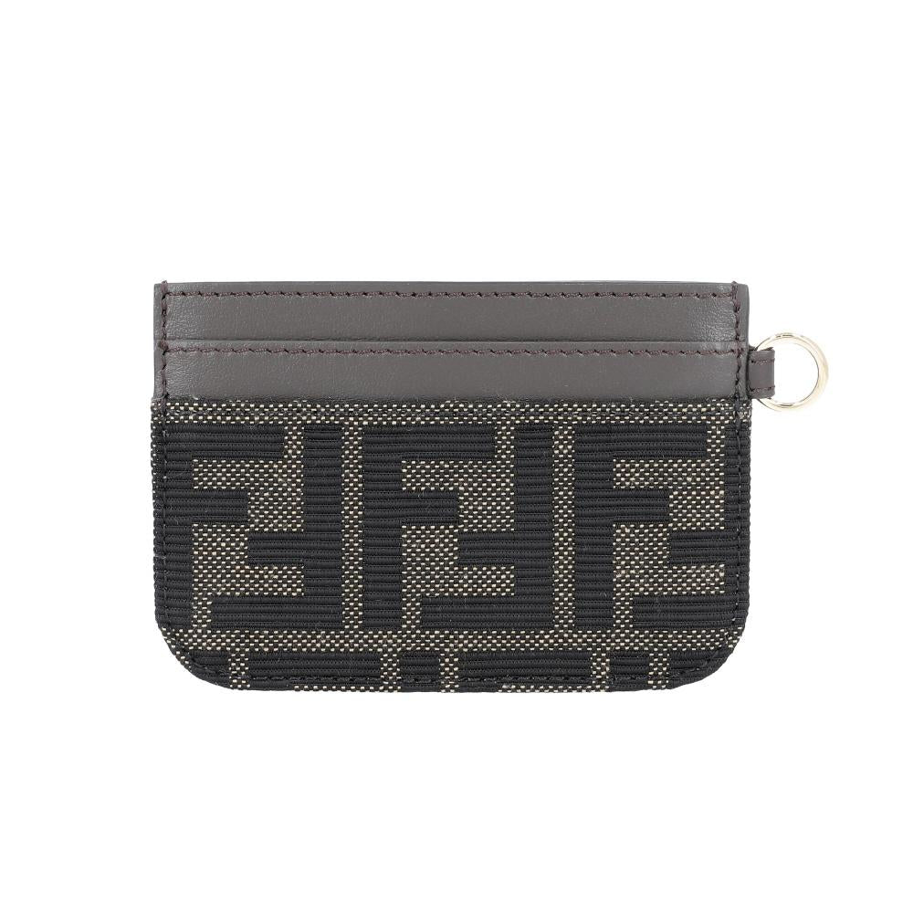 FENDI FF Jacquard Leather Card Holder Wallet for Women