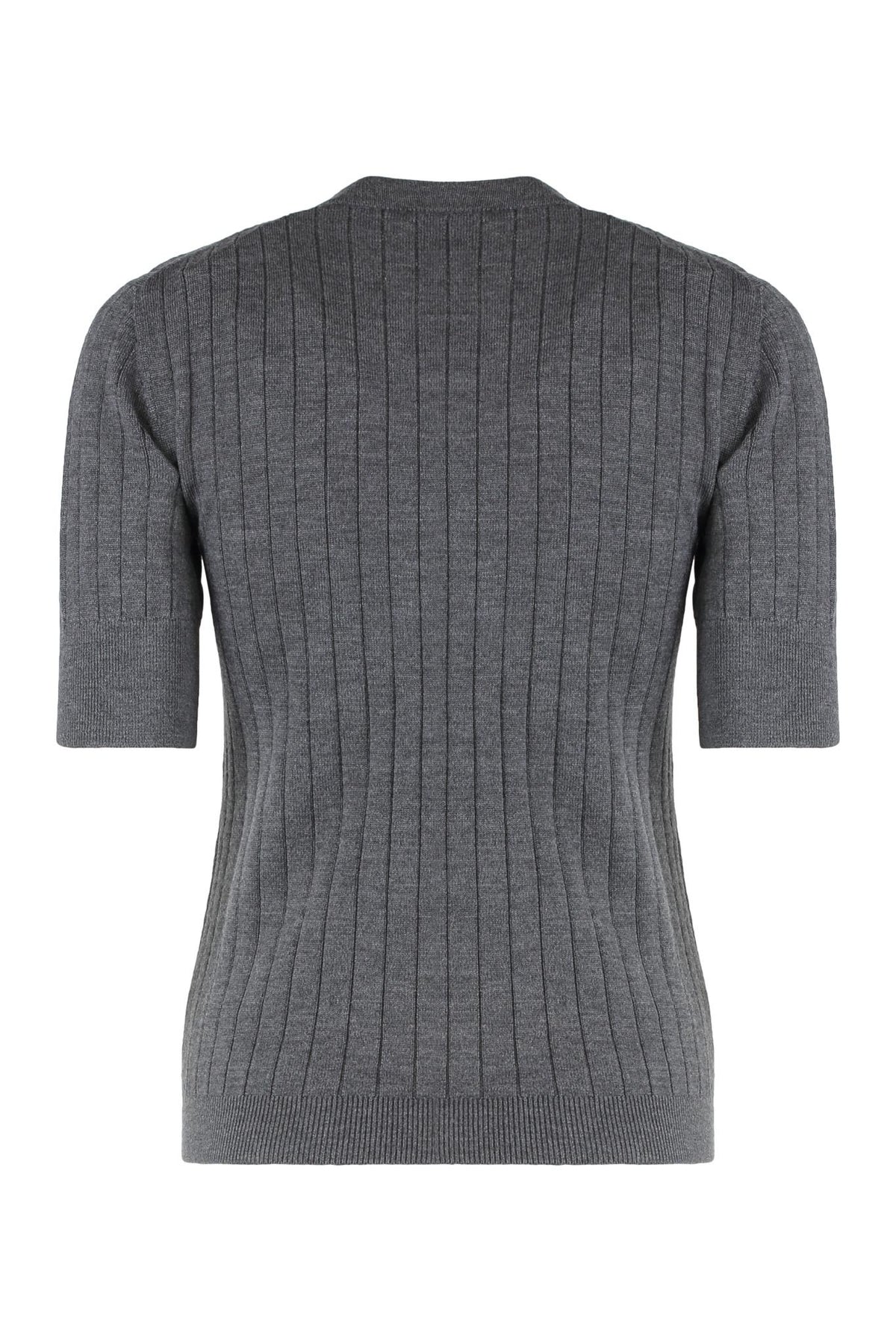 Bottega Veneta Gray Wool Knit T-Shirt Sweater Top for Women