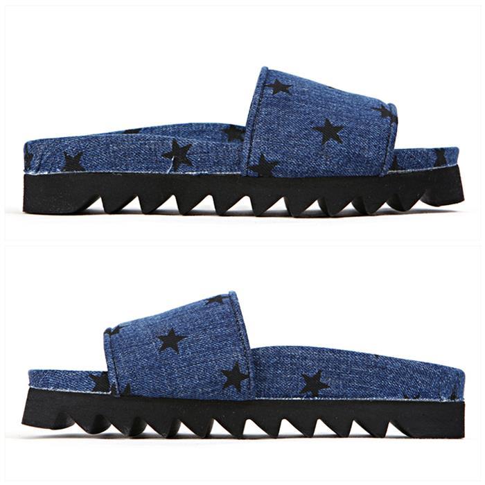 joshua sanders Black Star Denim Slide Sandals