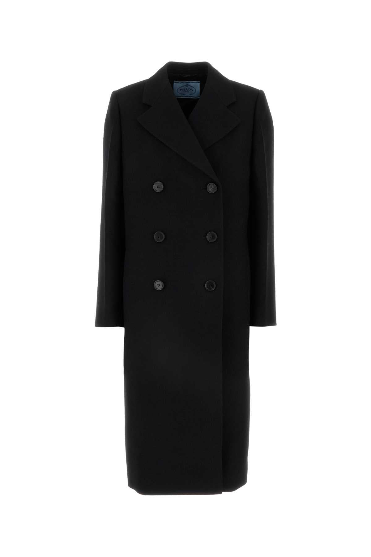 PRADA Black Wool Blend Long Coat