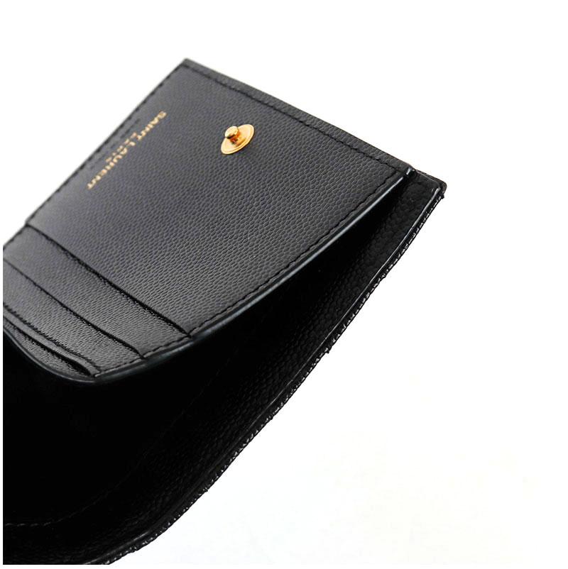 Saint Laurent Cassandra Matelassé Women’s Small Wallet Black Leather