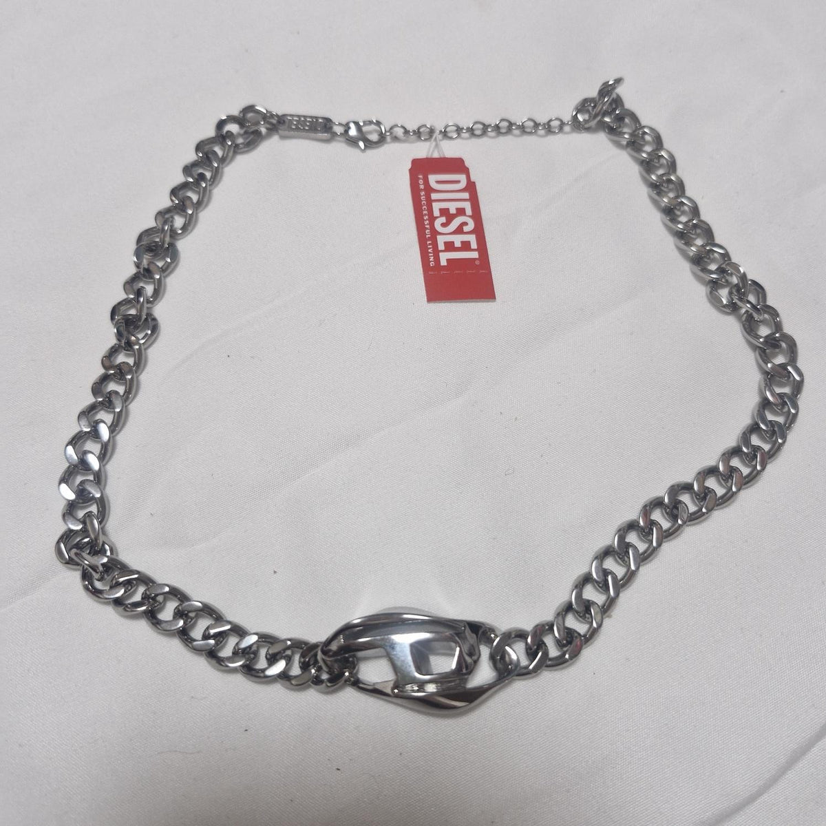 DIESEL Stainless Steel Chain Necklace Silver Unisex Jewelry