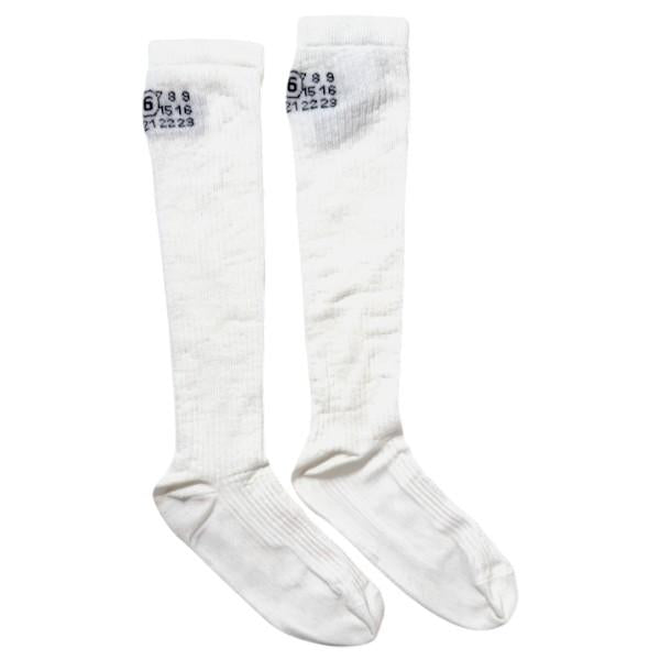 MM6 jacquard logo over-the-knee socks white