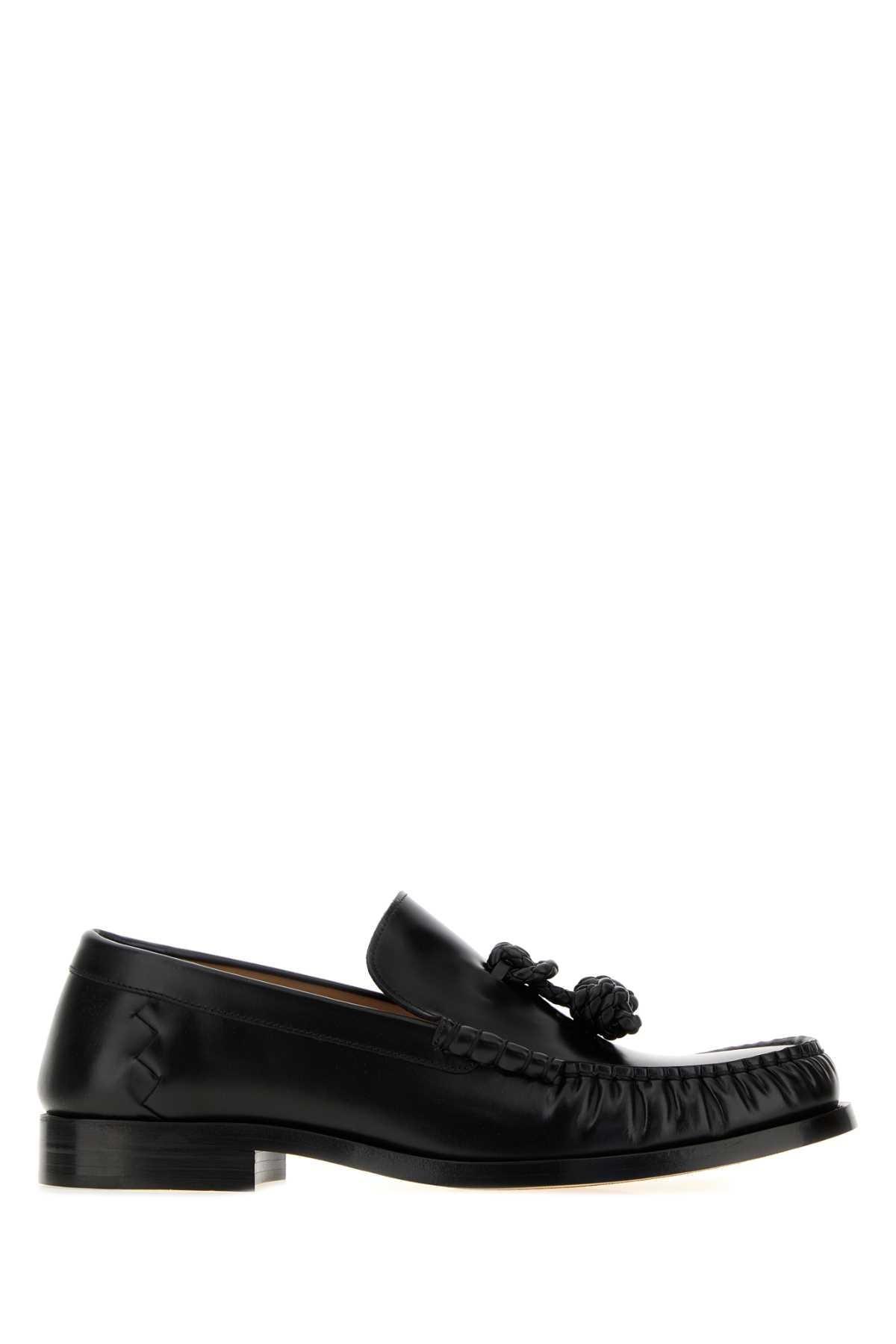 Bottega Veneta Black Leather Loafers for Men