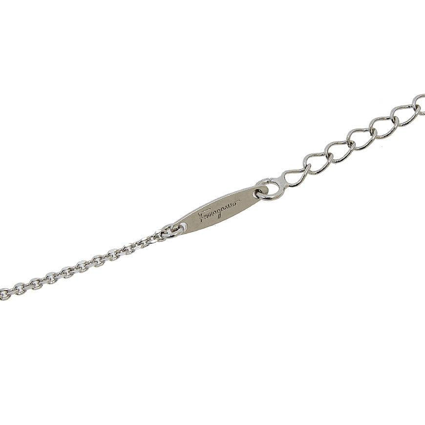 Ferragamo Women’s Crystal Gancini Pendant Necklace Silver Tone 0696655