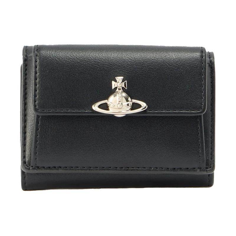 Vivienne Westwood Small Flap Leather Bifold Wallet Black