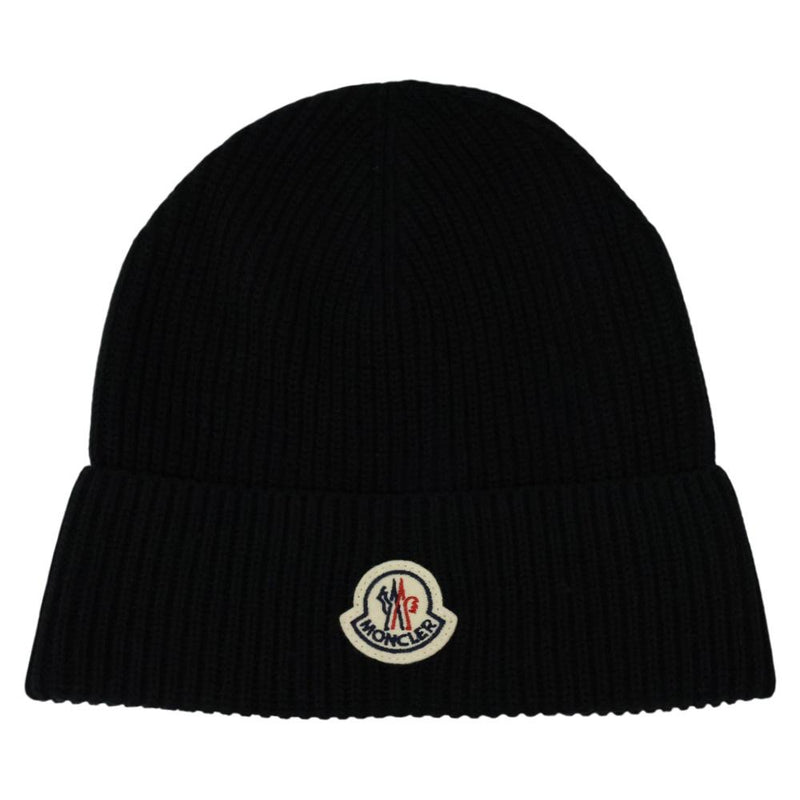 Moncler Unisex Logo Beanie Black Knit Hat