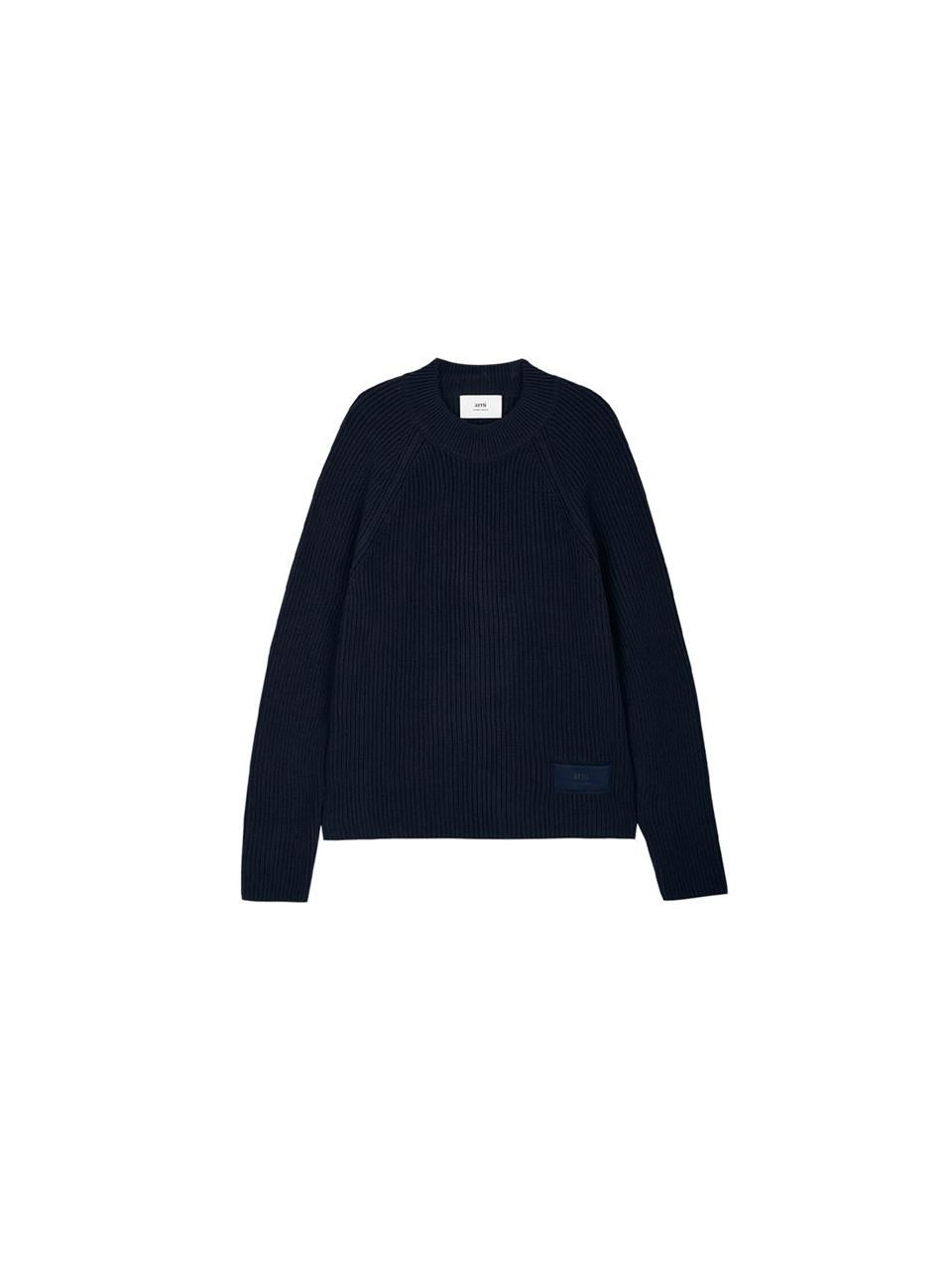 AMI Unisex Round Neck Knit Sweater Navy