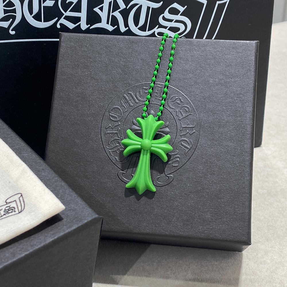 Chrome Hearts Green CH Cross Pendant Necklace Unisex
