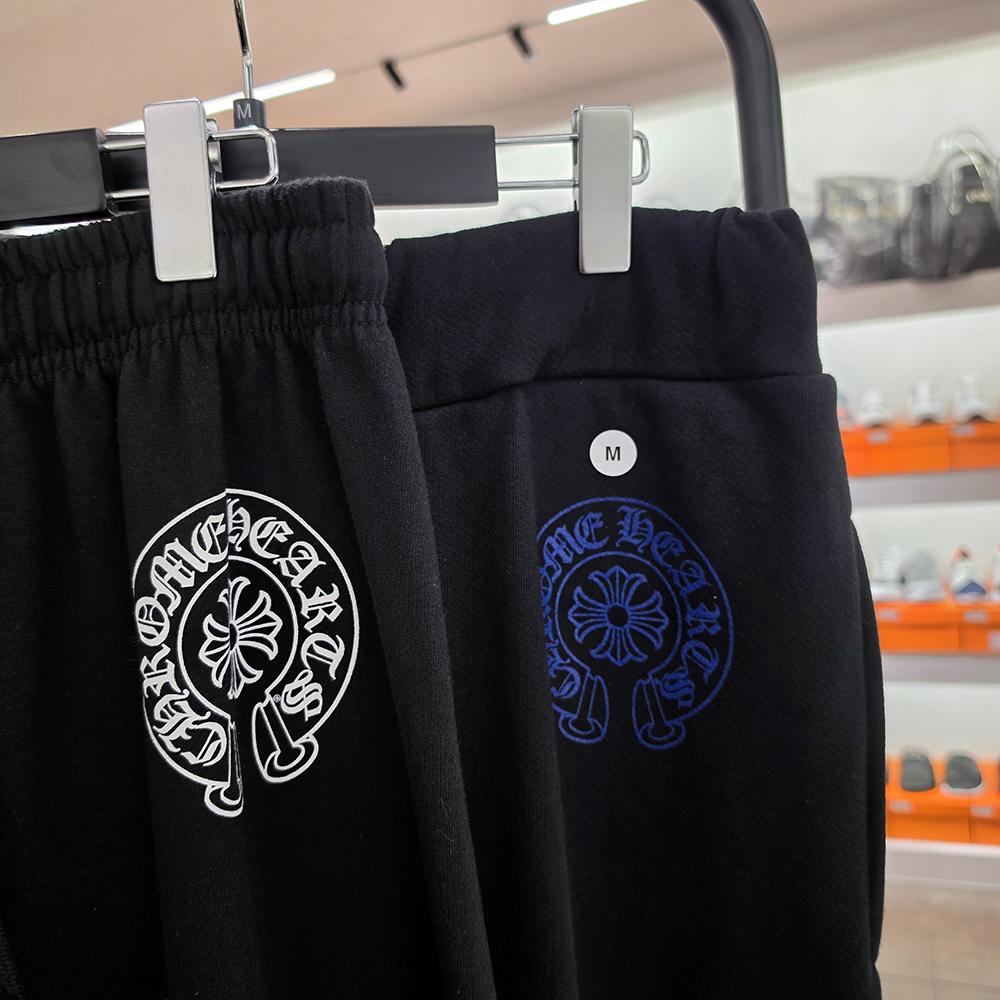 Chrome Hearts Blue Horseshoe Logo Slit Elastic Waist Sweatpants Men