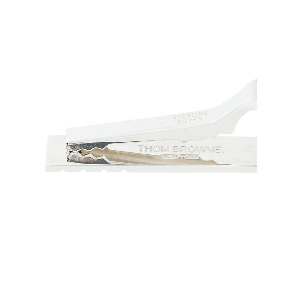 THOM BROWNE 4-Bar Stripe Long Tie Bar Silver-Tone Accessory
