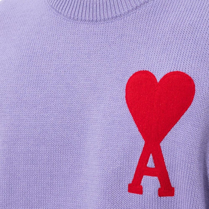 AMI Big Heart Logo Embroidered Crewneck Knit Sweater