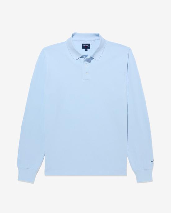 Noah Light Blue Cotton Polo Shirt for Men NOAU252 MRTL 089BL