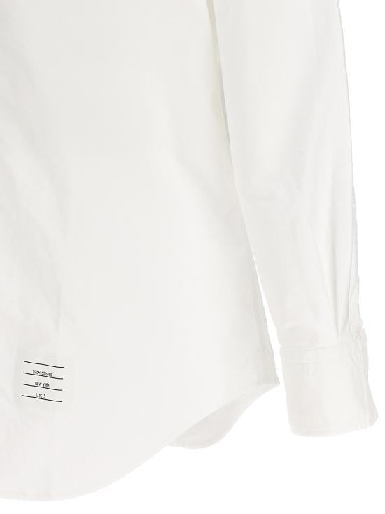 THOM BROWNE White Oxford Classic Grosgrain Placket Long Sleeve Shirt