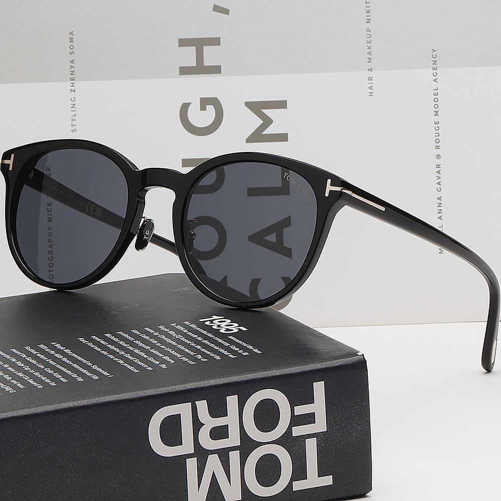 TOM FORD Asian Fit Acetate Oversized Sunglasses Black TF1052K01A