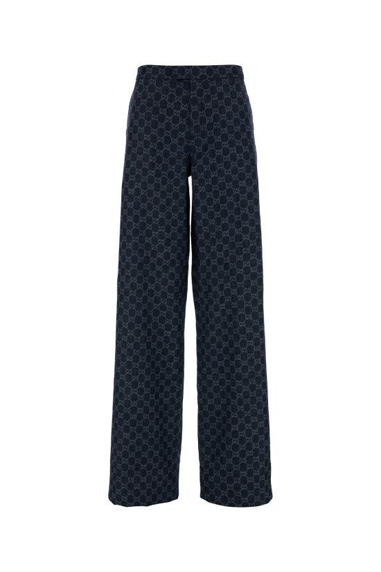 GUCCI GG Cotton Denim Jacquard Pants Blue