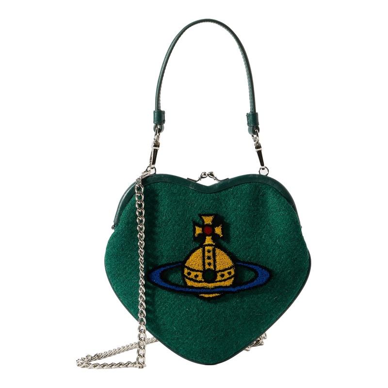 Vivienne Westwood Belle Heart Frame Crossbody Bag Navy Leather