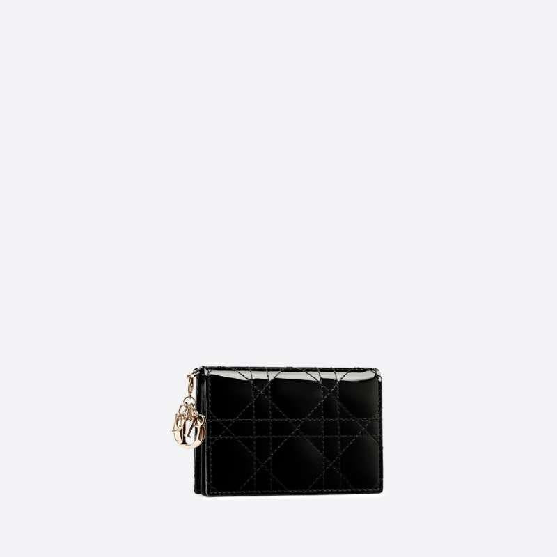 DIOR Lady Dior Cannage Patent Leather Flap Card Holder S0011OVRB