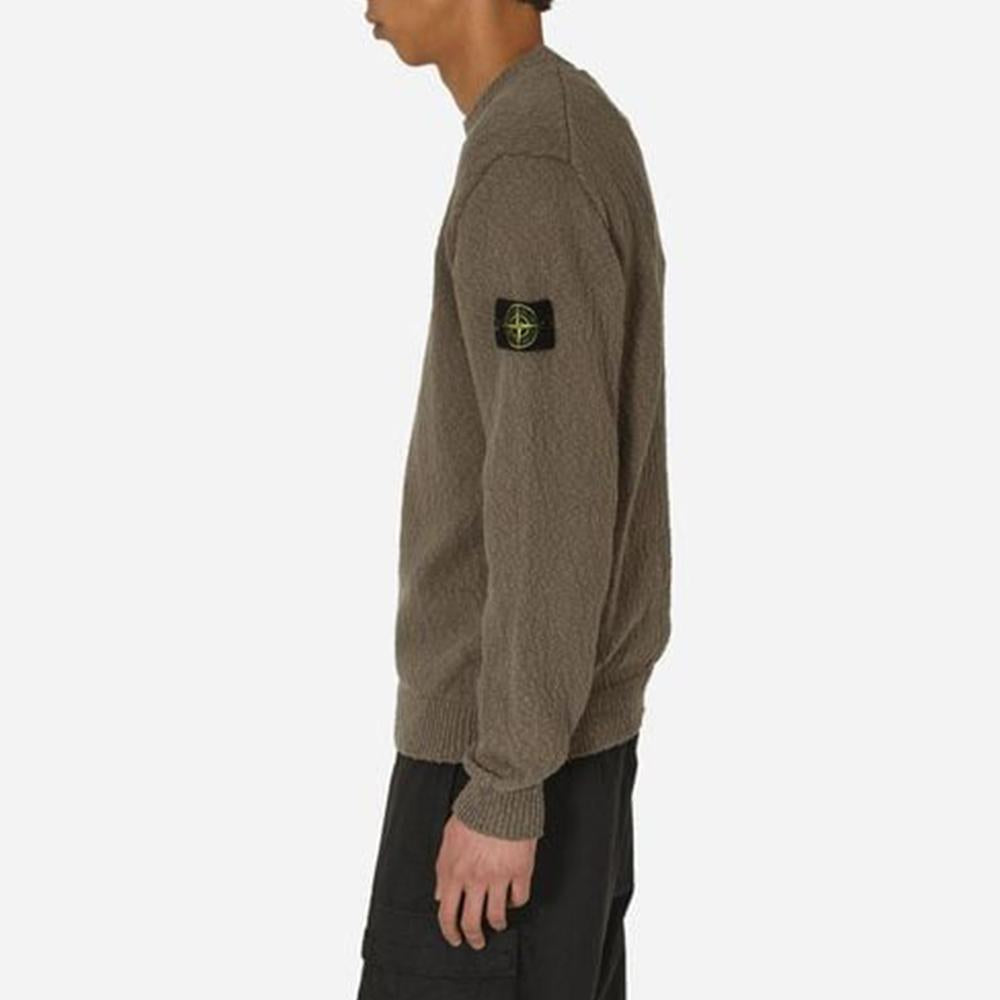 STONE ISLAND Men’s Uneven Knit Loose Fit Crewneck Sweater Navy