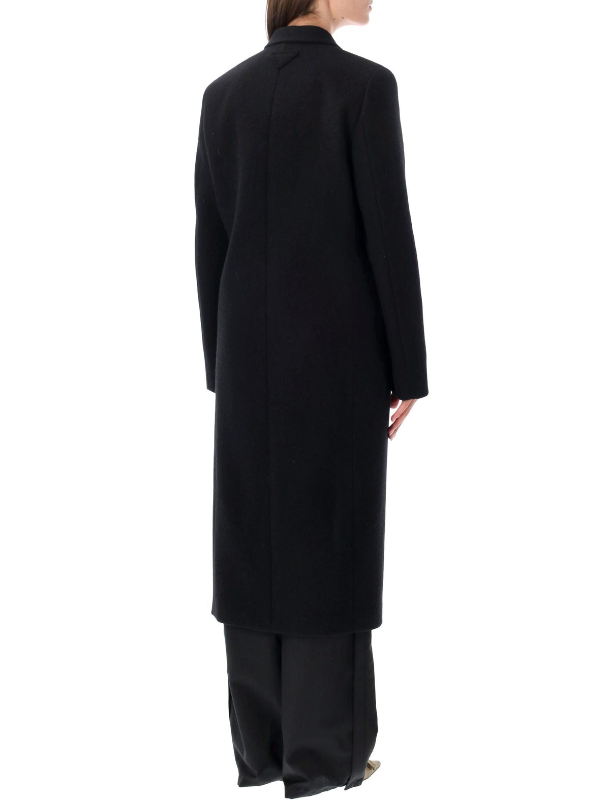 PRADA Black Wool Blend Long Coat