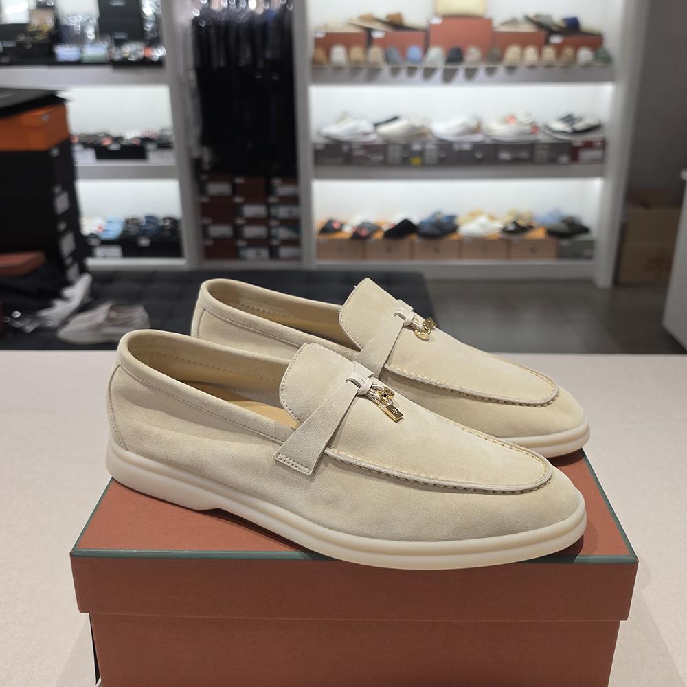 Loro Piana Baby Cashmere Suede Summer Loafers with Charms