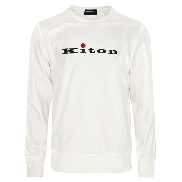 Kiton White Logo Sweatshirt for Men UMK075101003 01