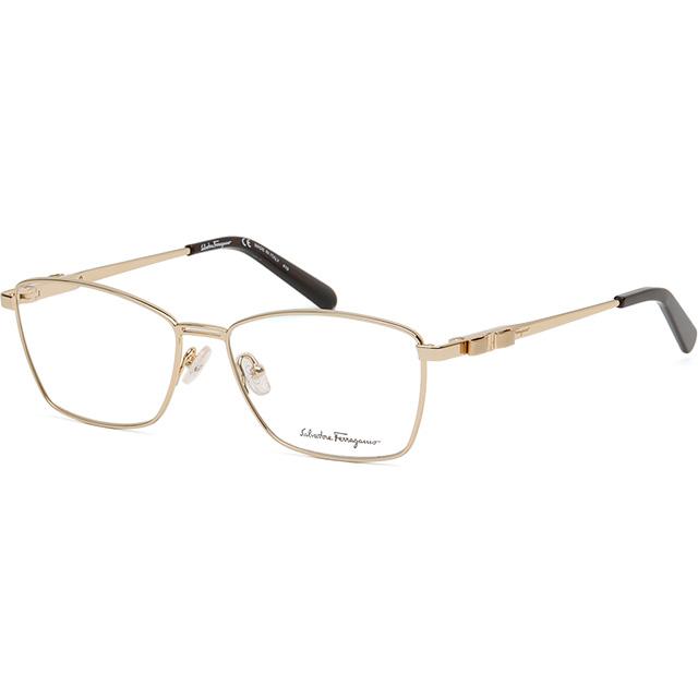 Ferragamo Gold Metal Square Eyeglass Frame Unisex SF2198 717