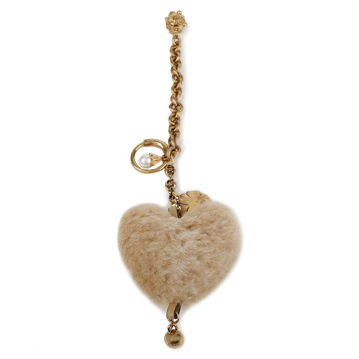 Chloe Brass Heart Shearling Bag Charm Keyring CH25WK169 Q49 24M