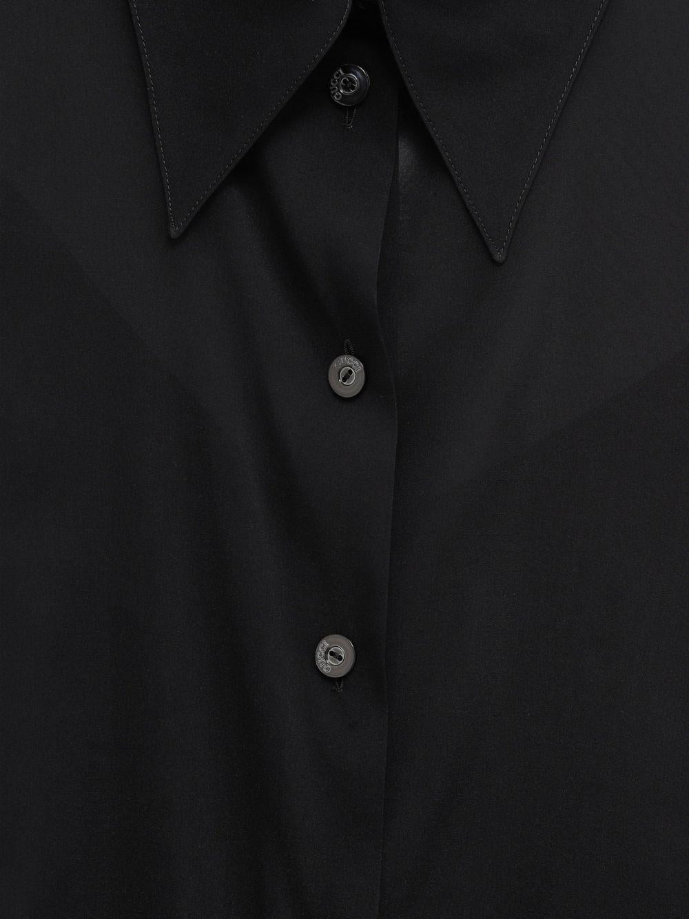 GUCCI Long Sleeve Blouse Black Cotton Shirt