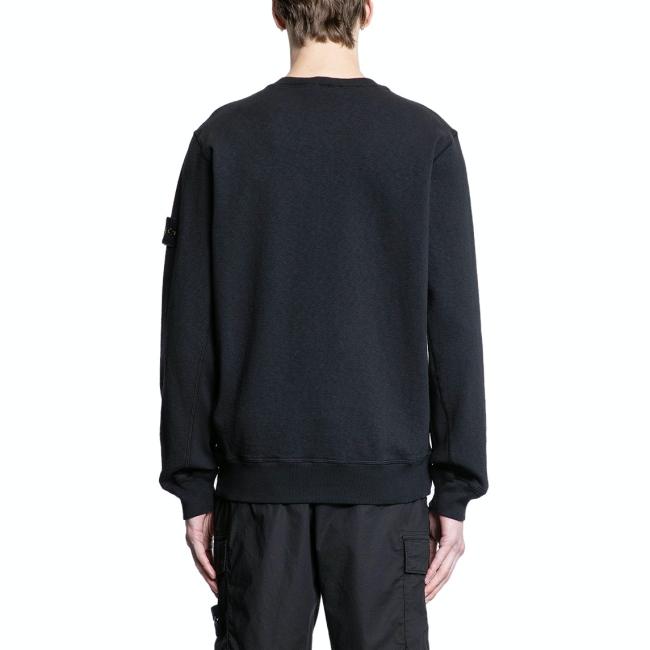 STONE ISLAND Black Cotton Crewneck Sweatshirt for Men