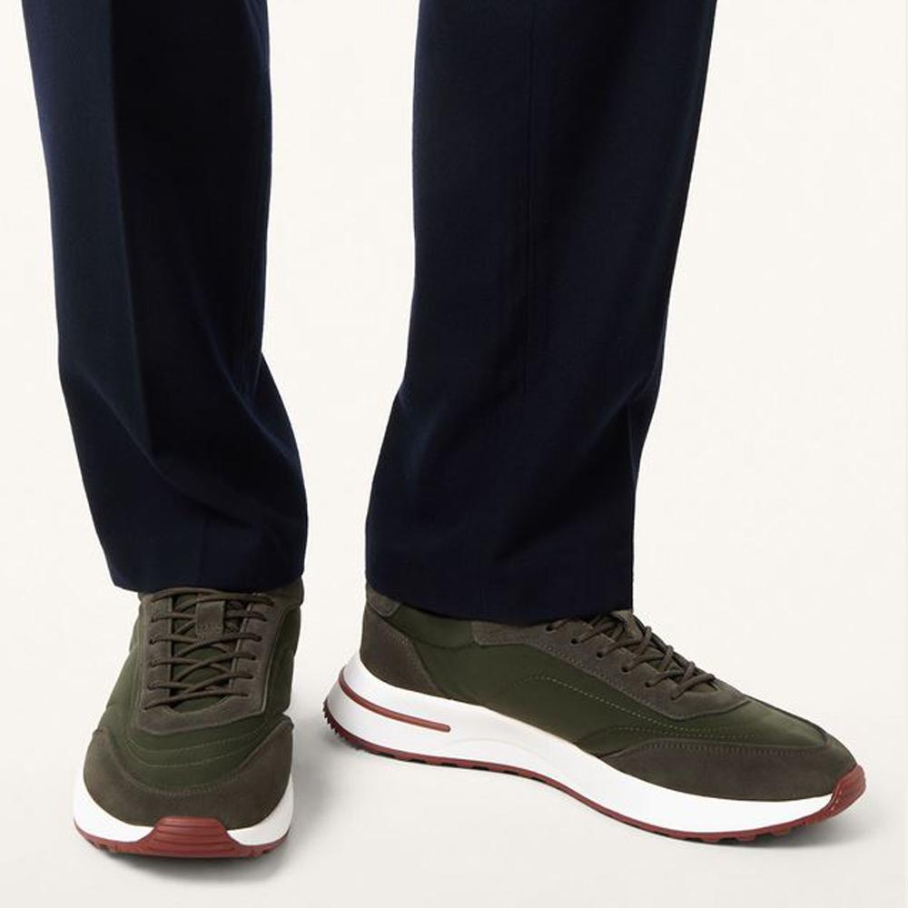 Loro Piana Suede Calfskin Weekend Walk Sneakers Island Green