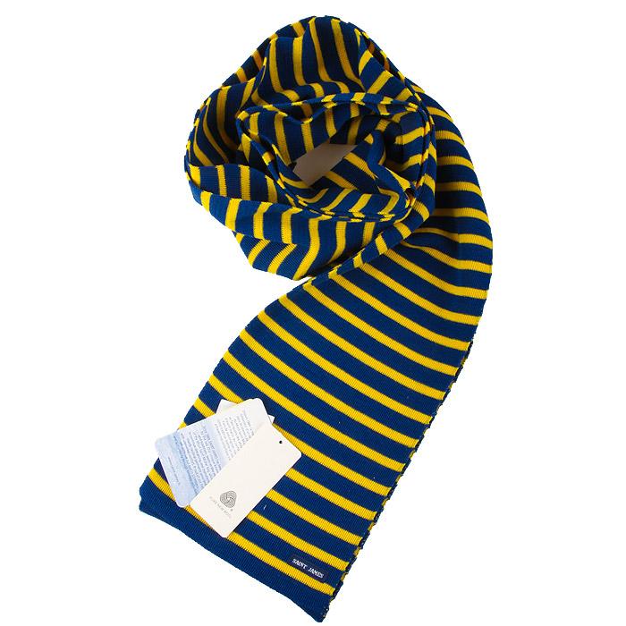 Saint James Men's Yellow/Navy Striped Scarf 7701 S5