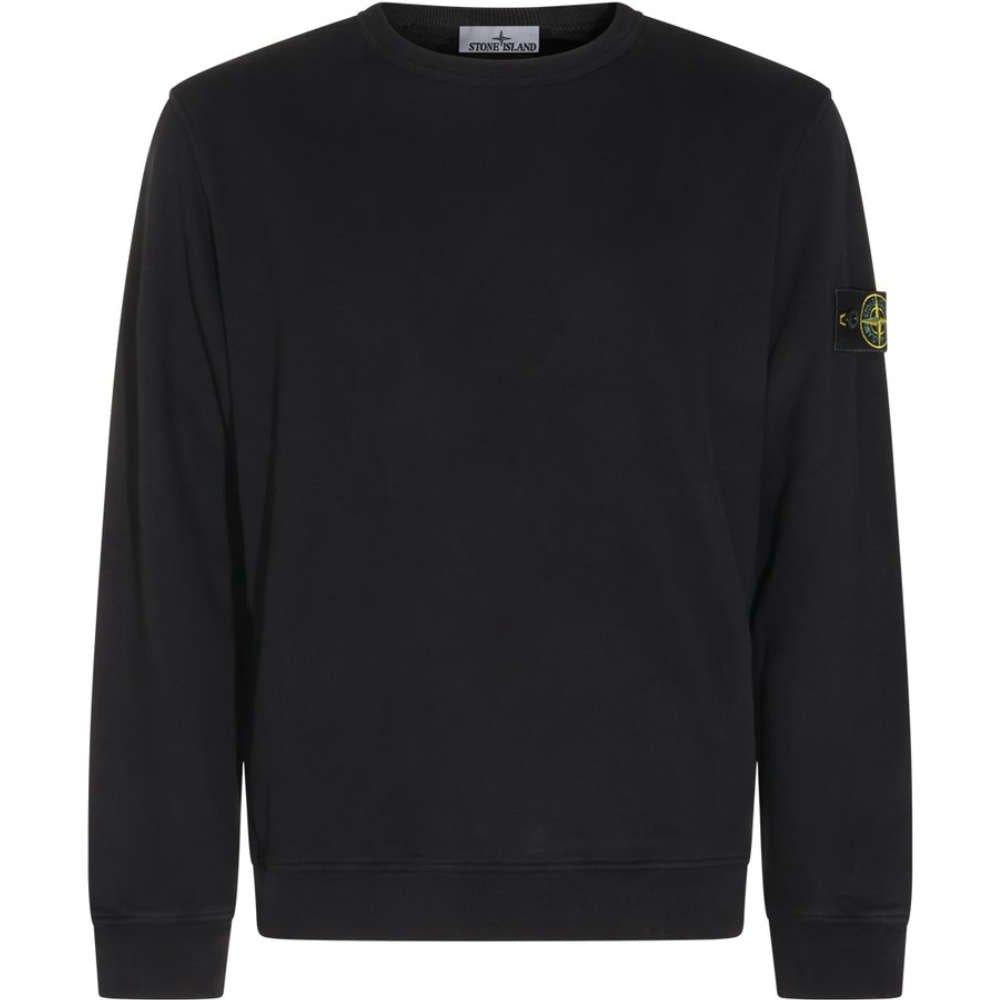 STONE ISLAND Black Logo Patch Sweatshirt Unisex