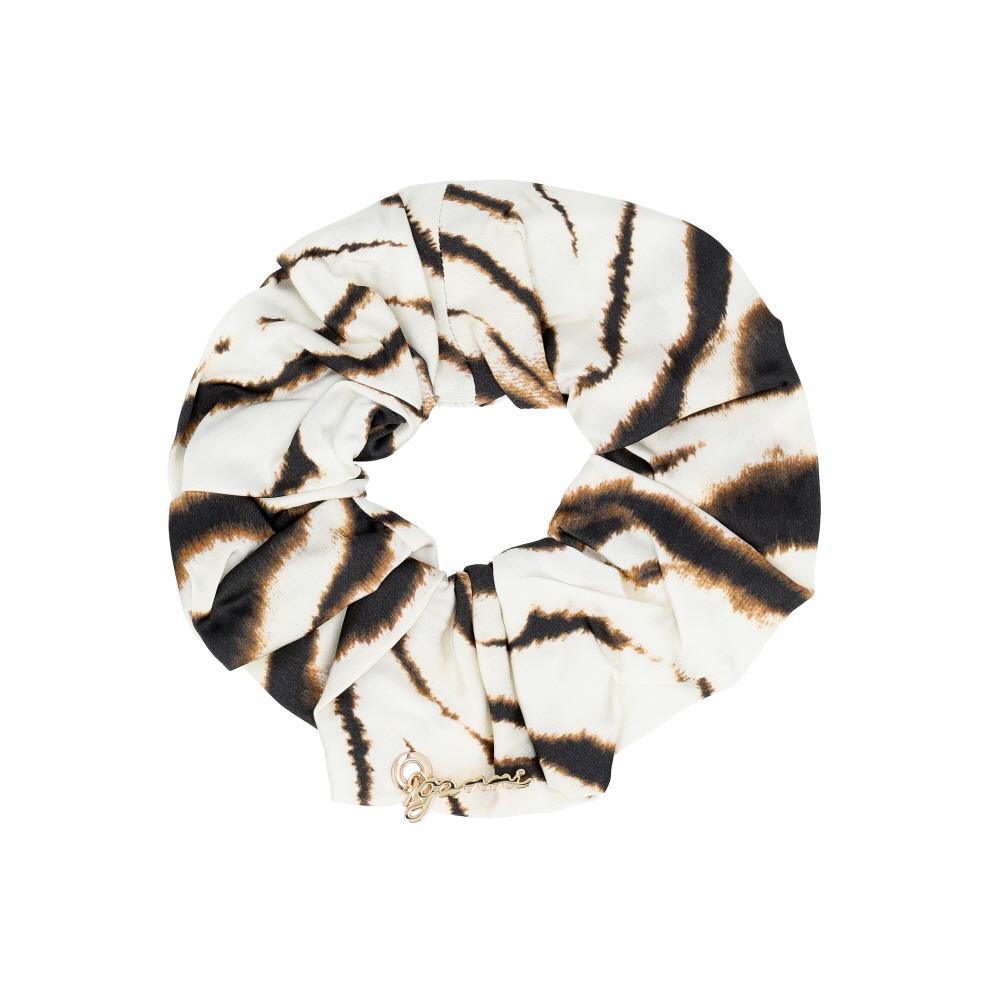 GANNI Animal Print Stretch Satin Scrunchie Hairband